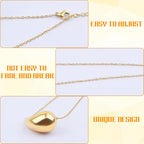 Titanium Steel Drop Shape Pendant Necklace Teardrop Earrings Sets Hypoallergenic 18K Golden Plated Waterdrop Necklace and Earring Studs for Women Gifts