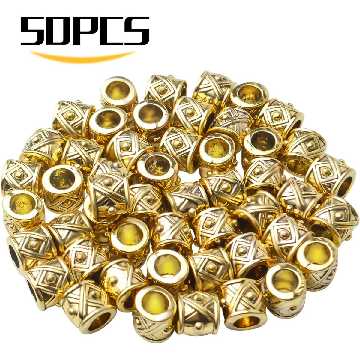 50pcs Tibetan Antique Gold Column Spacer Beads Jewelry spacers Tube Beads Spacers Large Hole for DIY Jewelry Making Crafts Supplies