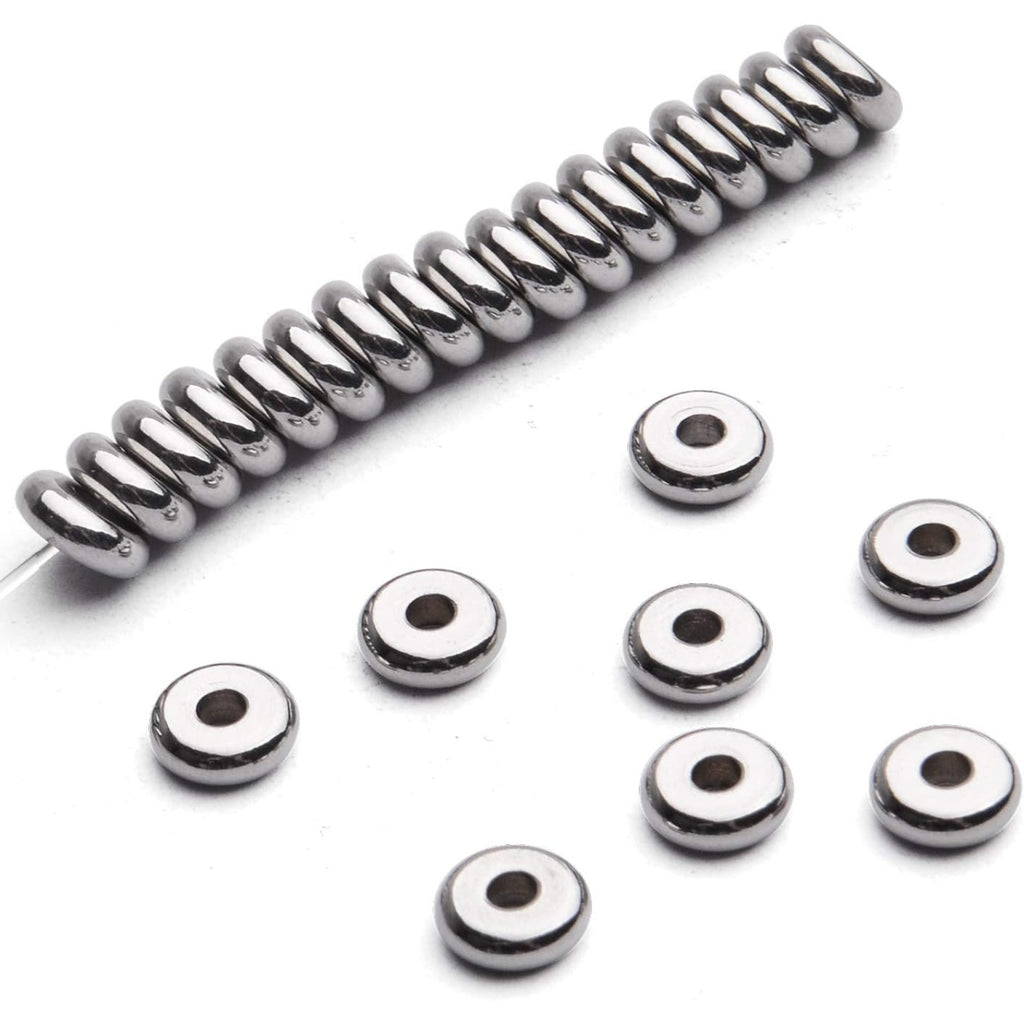 Rondelle Spacer Beads, 100pcs Stainless Steel Disc Rondelle Slices, 6x2mm