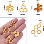 50pcs Enamel Honeycomb Charms Pendants Alloy Bee Honeycomb Open Back Bezel Pendant for Necklace Bracelet DIY Crafts Jewelry Making Accessories