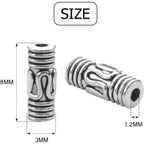 100pcs Antique Silver Column Spacer Beads Tibetan Alloy Tube Metal Spacers for Jewelry Necklace Bracelet Making,8.5x3mm