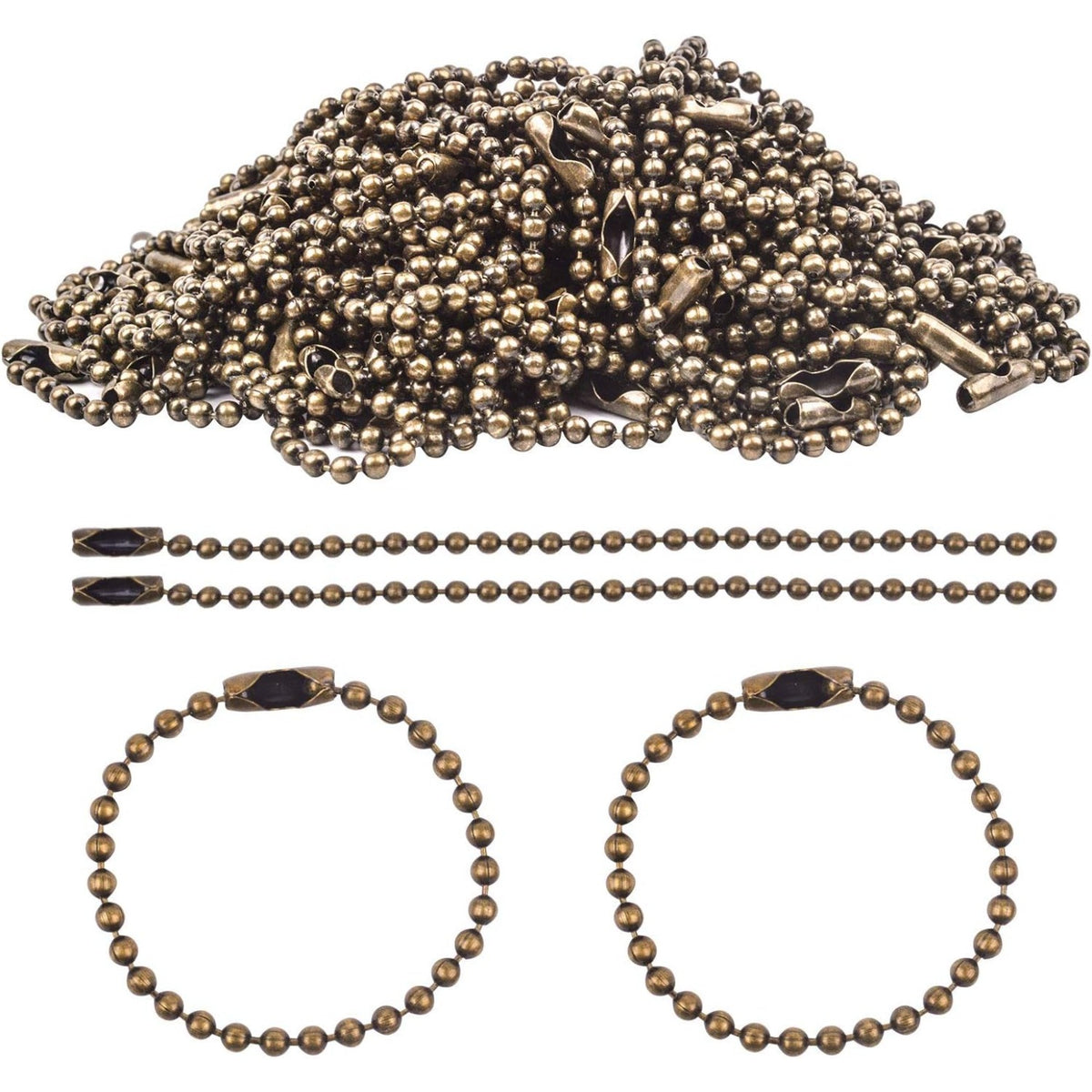 150pcs 100mm Long Bead Connector Clasp 2.4 mm Diameter Ball Bead Chains Keychain Tag Key Rings
