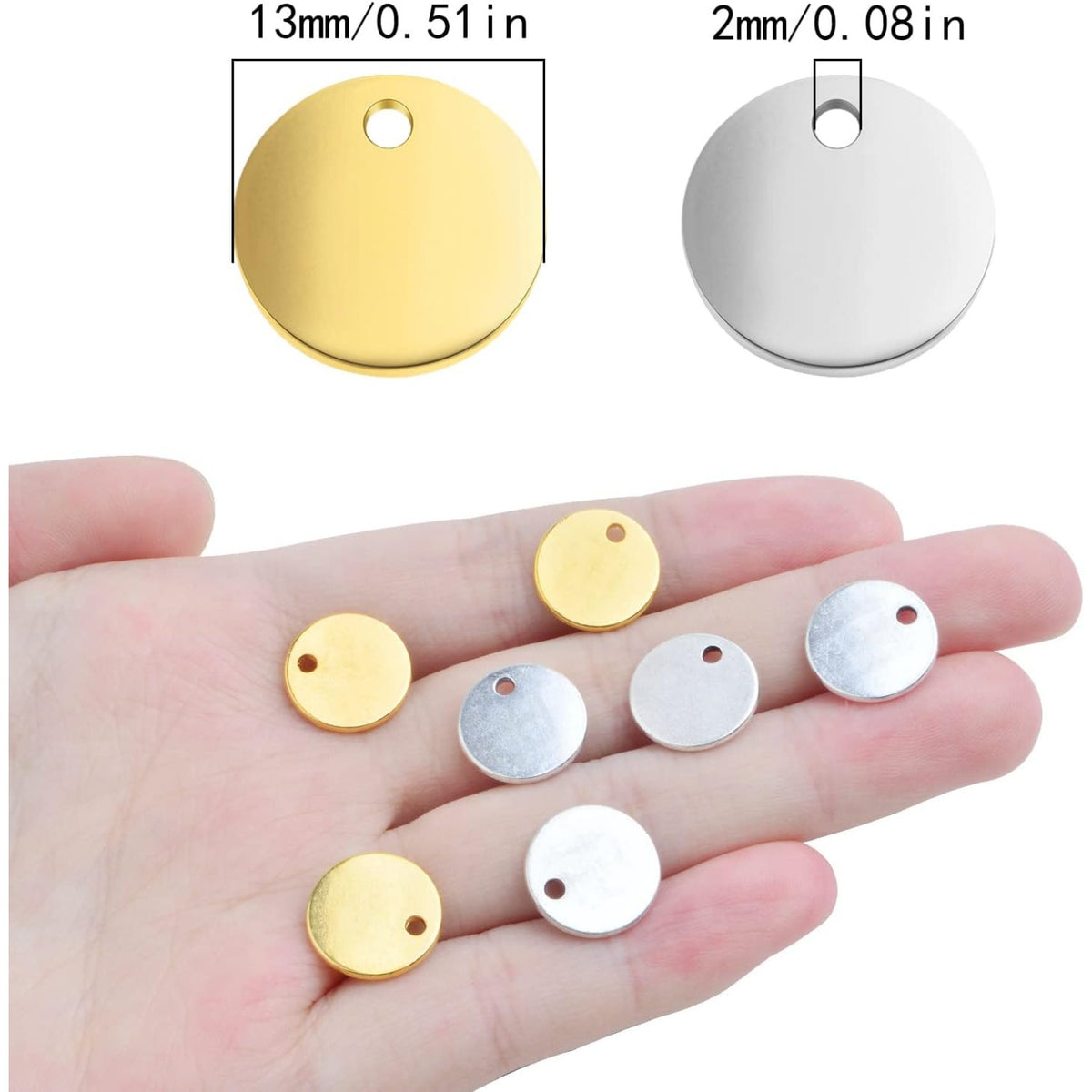 60 Pieces Small Smooth Flat Round Discs Charms Alloy Blank Stamping Tag Pendants for Bracelet Earrings Jewelry Making Photo Number Alphabet Stamping, 2 Colors