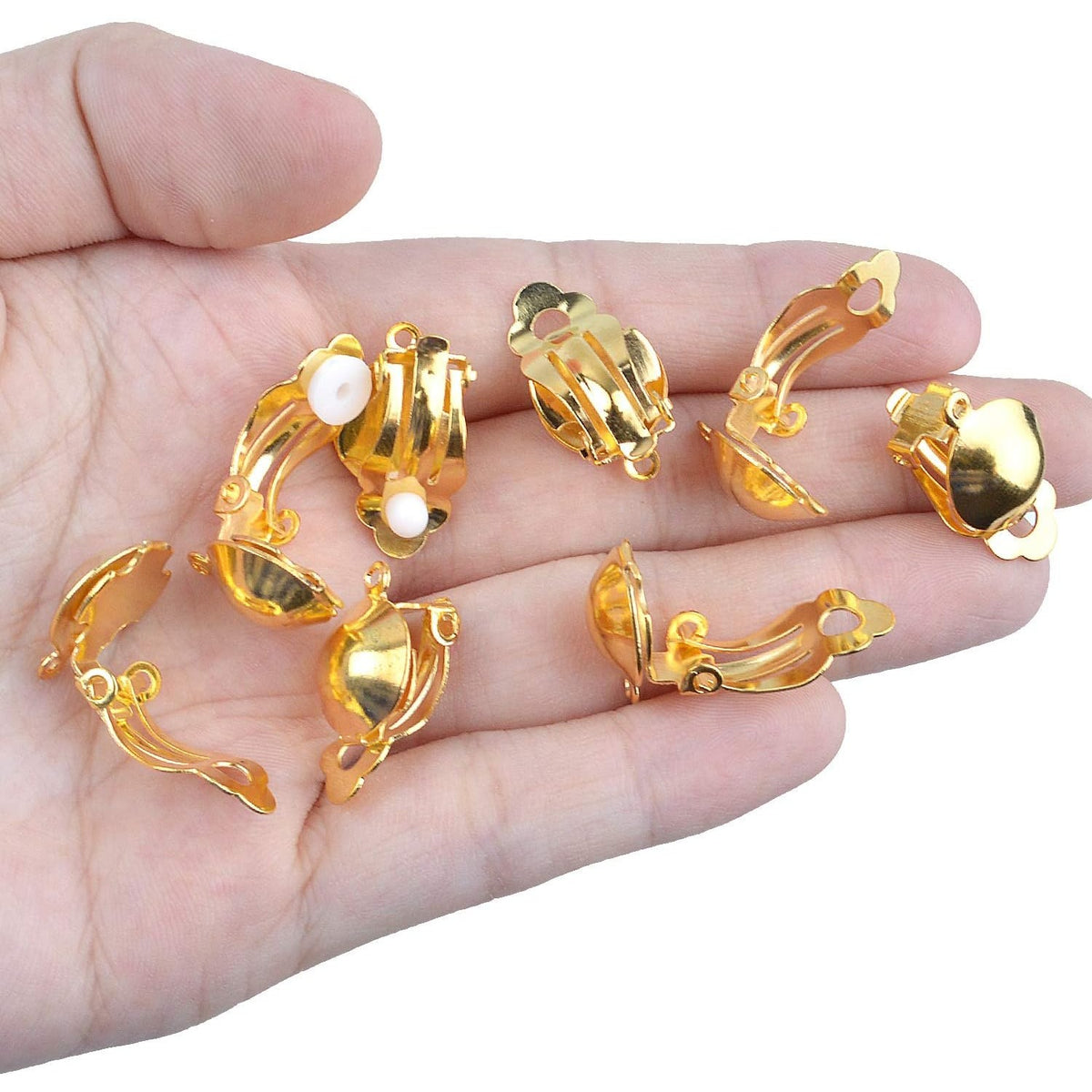 20 Pieces Clip On Earring Converter Non-Pierced Earrings Components with Loop and 20 Pieces Earring Cushions for Earring Making,Sliver and Gold