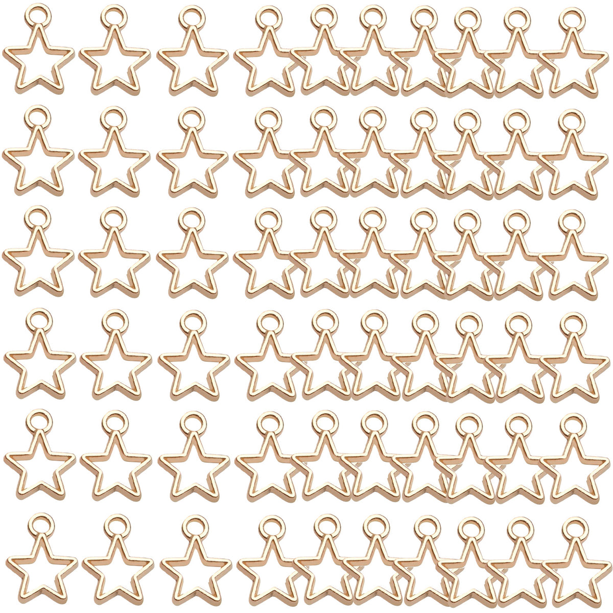 60pcs Mini Star Shaped Charms European Style Charm Hollow Star Charm Jewelry Charms Pendants for DIY Necklaces Bracelets Jewelry Accessories, 6 colors