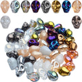 50pcs Multicolored Glass Skull Bead Jewelry Making Beads, 10x8x1.5mm