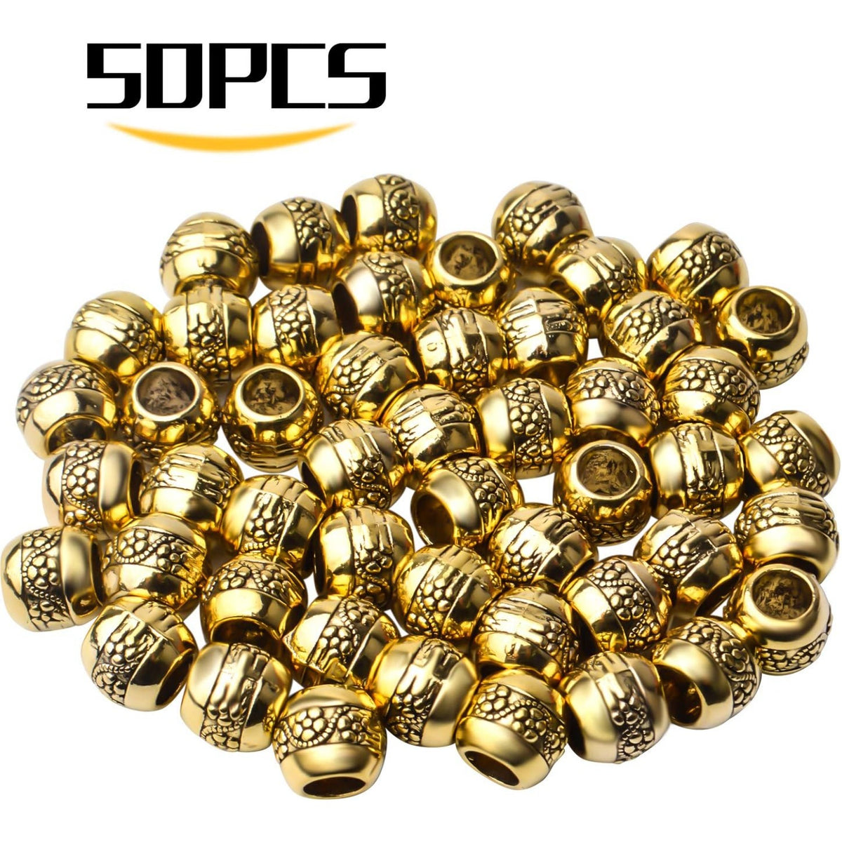 50pcs Tibetan Antique Gold European Large Hole Rondelle Spacer Beads Column Beads Jewelry Spacers for DIY Jewelry Making Crafts Supplies