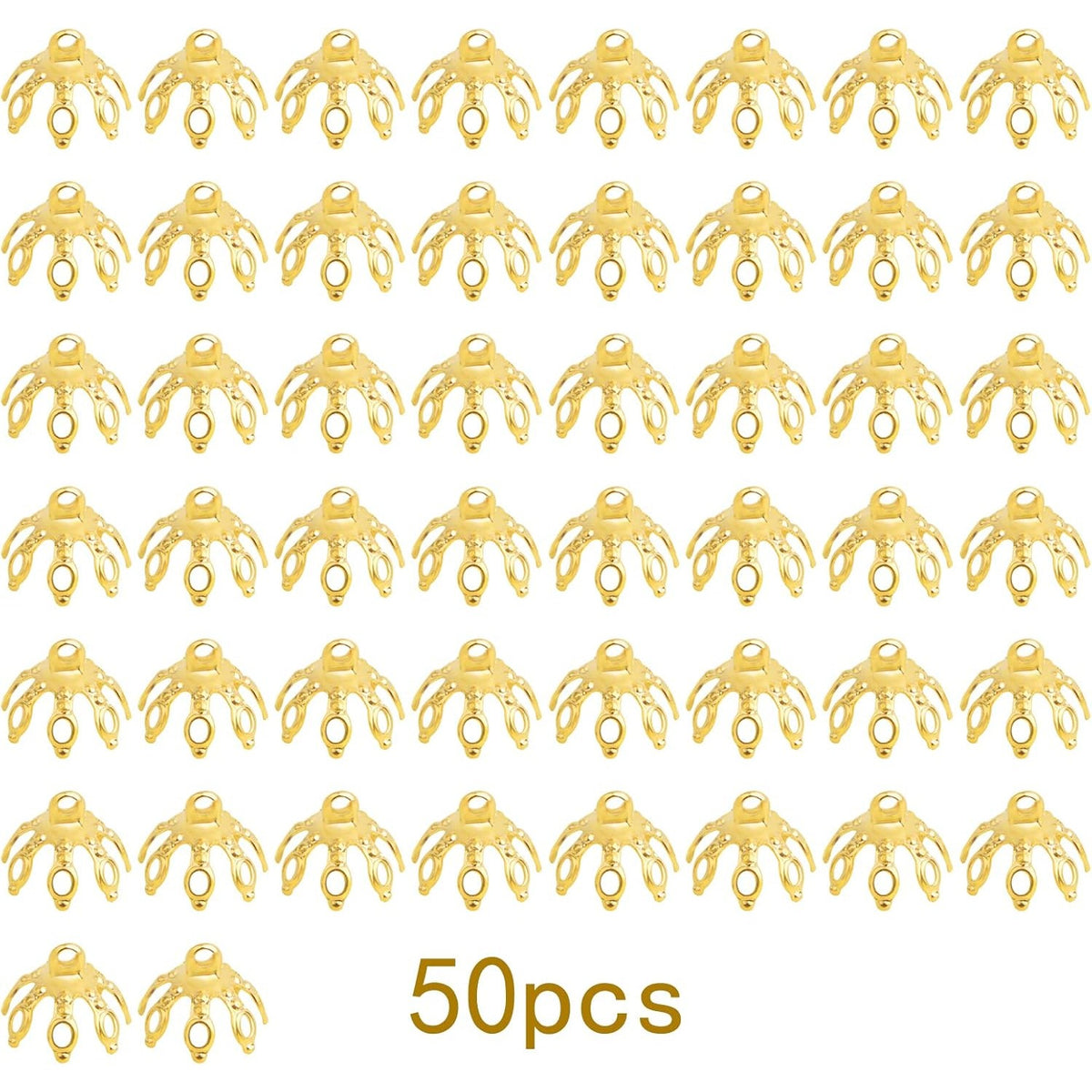 50pcs 24K Golden Plated Filigree Flower Bead Caps Brass Bell Shape Hollow Flower Spacer Bead Caps Accessories for DIY Necklace Earrings Stone Jewelry Making Supplies
