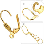 Hypoallergenic Earring Hooks, 100pcs Brass Leverback Shell Earrings French Hook Ear Wire with Open Loop for Jewelry Making, 2 Colors