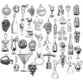 42pcs Tibetan Silver Pendants Wine Bottle Barrel Glass Opener Grape Antique Wine Charms Accessories Jewelry Findings for DIY Necklace Bracelet