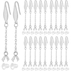 20pcs Stainless Steel French Earring Hooks Hypoallergenic Ear Wire Hooks with Chains Pinch Clasps and 20pcs Silicone Earring Backs for DIY Jewelry Making Supplies