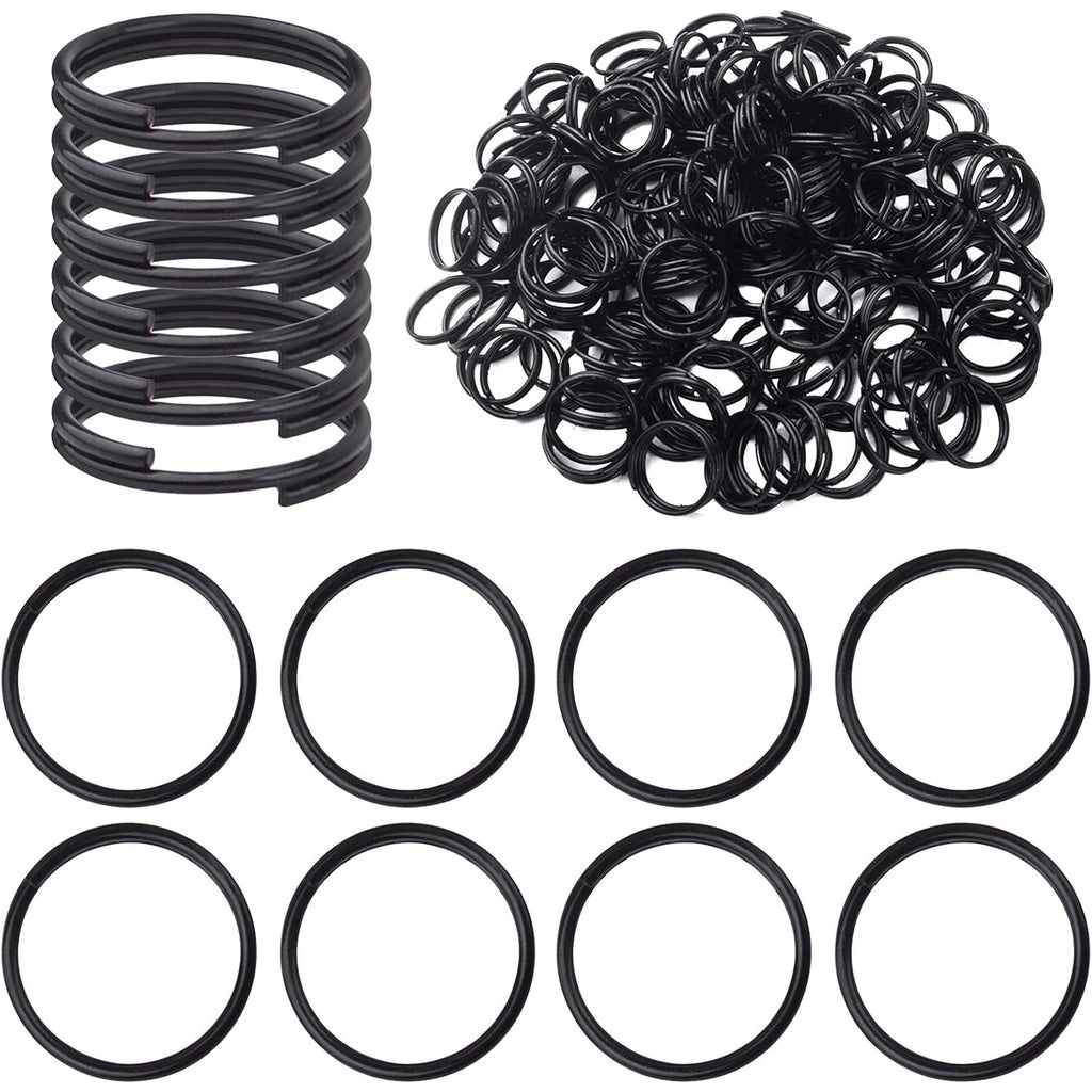 200pcs 10 mm Split Rings Alloy Double Loop Jump Rings Keychain Ring Connectors for DIY Arts Crafts Organization Home Car Office Keys Attachment, Black