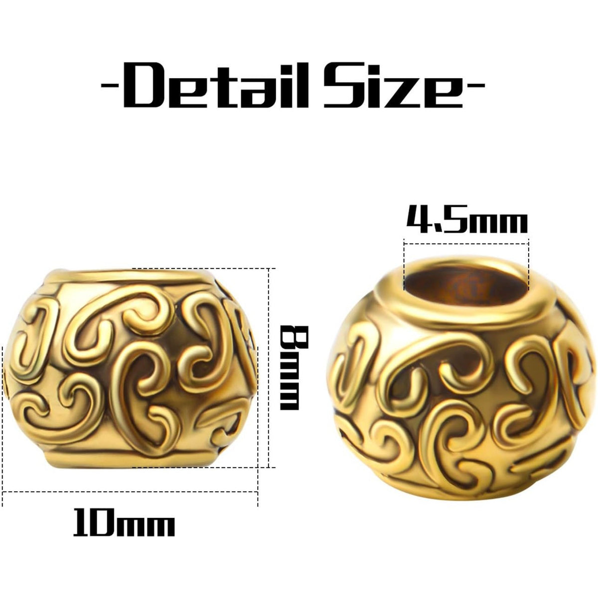 50pcs Tibetan Antique Gold Large Hole Spacer Beads Column Beads Tube Spacers for Bracelet Necklace Jewelry Making Supplies