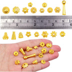 120g Bead Caps with A Clear Storage Box, Tibetan Gold Beads Spacers Jewelry Findings Accessories for Jewelry Making 300-350 Pieces