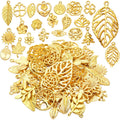 60pcs Gold Plated Leaves Flowers Charms Tree of Life Pendants Charm Alloy Vintage Hollow Charms Jewelry Making Accessory for DIY Necklace Bracelet Earrings Crafts Supplies, 30 Styles