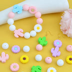 36Pcs Daisy Silicone Beads Cute Cactus Flower Focal Loose Round Spacer Beads Bulk for Summer Necklaces Bracelets Keychain DIY Jewelry Making Crafts
