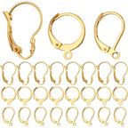 30pcs Stainless Steel Leverback Earrings Hooks: Round, Oval, Gourd - Silver