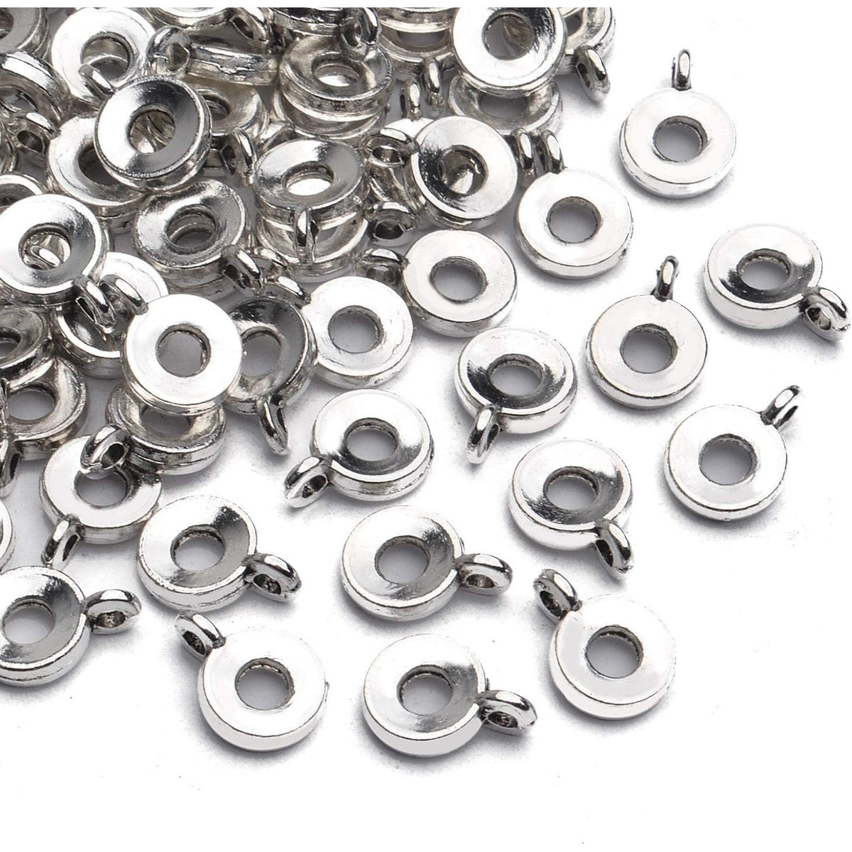 100pcs Antique Silver Bail Beads Connector Bail Bead Spacer Bail Tube Beads Charms for Bracelet Necklace Pendant Crafts Jewelry Making Supplies