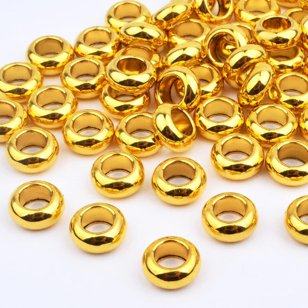 60pcs Rondelle Large Hole Spacer Beads Tibetan European Spacer Loose Hole Metal Beads for Necklace Bracelet Jewelry Making,10×6×5mm