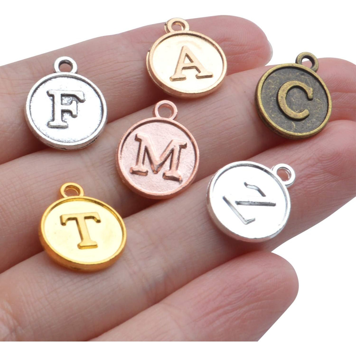 4 Sets(104 pcs) Alloy A-Z Initial Alphabet Letter Mixed Charms Pendants for DIY Jewelry Making,Bracelet and Crafting