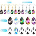 20pcs Hypoallergenic Earring Hooks Stainless Steel French Earwire Ear Ball Hooks with Pinch Bail Clasps and 20pcs Colorful Teardrop Crystal Pendants for DIY Earring Jewelry Making