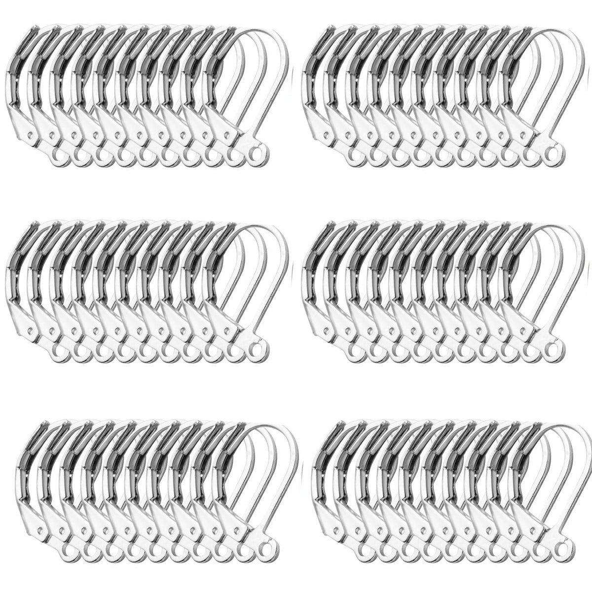 Earrings Hooks Leverback, 60pcs Leverback Earring Hooks Earwires Open Loop French Style for Earring Jewelry Making, Antique Bronze, White Gold, Silver, Gold, KC Gold, Rosegold
