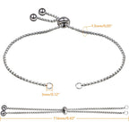 5 Pieces 116 mm Stainless Steel Adjustable Slider Bracelets Hypoallergenic Slider Bracelet Extender Chains with Ball Ends for Women Girls Semi Finished DIY Jewelry Making