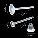 500 Pieces Plastic Earring Posts Clear Flat Ear Pins and 500 Pieces Silicone Backs Earnuts Earring Backs,2 Sizes