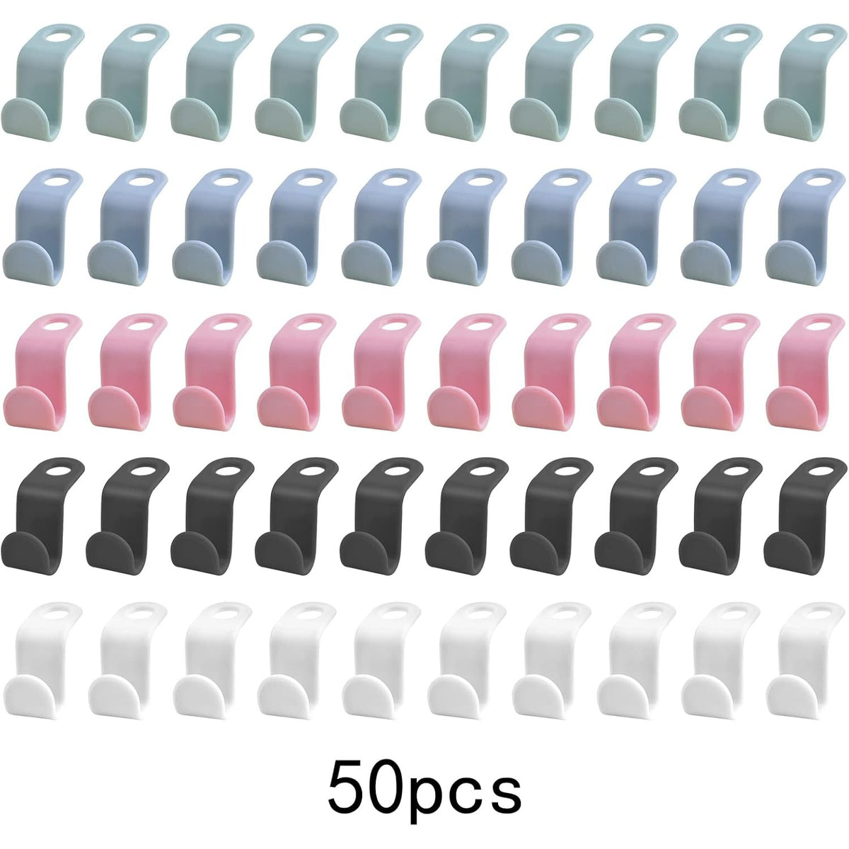 50pcs Clothes Hanger Connector Hooks Plastic Space Saving Cascading Hanger Hooks Closet Organizers Space Saver Hanger Extenders for Clothes Closet Wardrobe Storage, 5 Colors