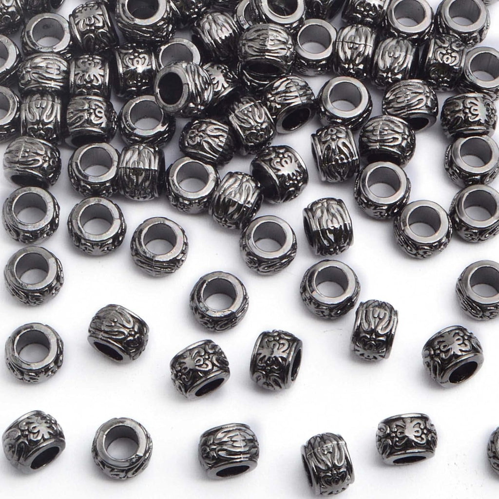 100 Pieces Gun Black Rondelle Spacer Beads - European Large Hole Tube Column Loose Charm Beads - Accessories for DIY Bracelet Necklace Earrings Jewelry Making