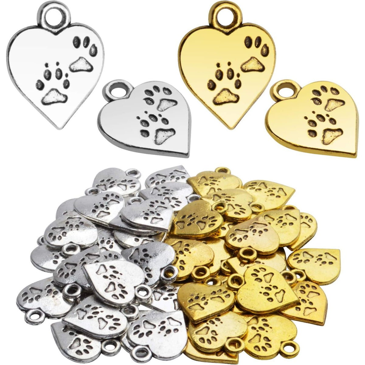 50pcs 17mm Alloy Heart Shape Charm Love Charms Tibetan Dangle Heart Charms Jewelry Charms Pendants for Bracelet Earring Necklace Jewelry Making Accessories