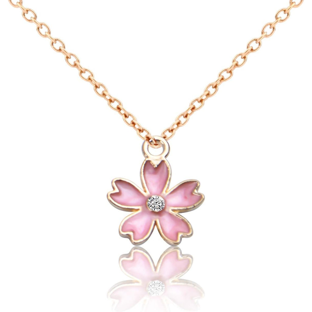 50pcs Cherry Blossom Pendant Enamel Flower Charms Jewelry Making Accessories for DIY Necklace Bracelet,14 * 17mm,5 Colors