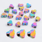 20pcs Cute Heart Shape Spacer Beads Alloy Heart Loose Charm Beads Handmade Accessories for DIY Necklace Earrings Jewelry Making Valentine's Day, Rainbow Color