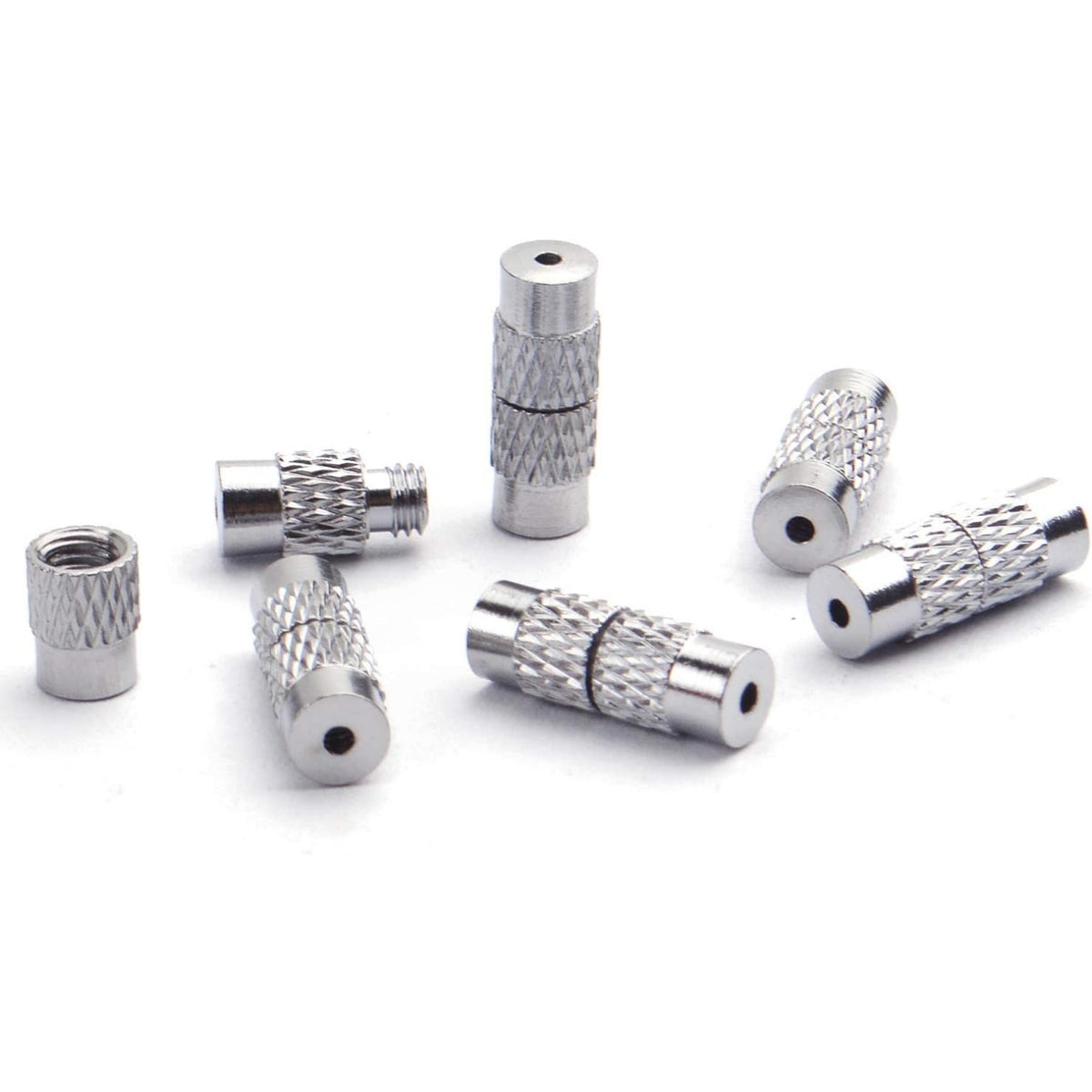 50pcs Brass Screw Clasps Barrel Clasps Cord End Caps Jewelry End Tips for Bracelet Necklace Making,Silver