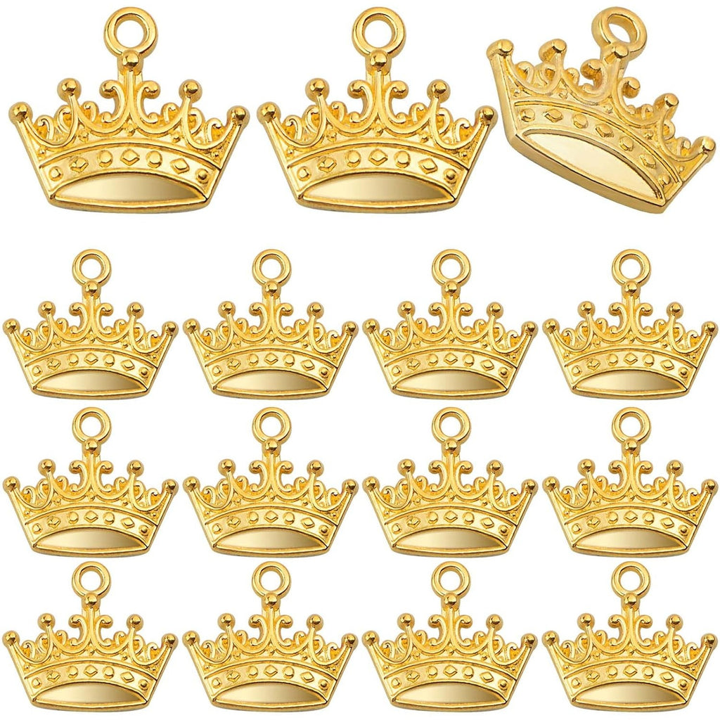 60pcs Golden Plated Tiara Crown Charms Alloy Mini Cute Crown Princess Dangle Pendants Craft Supplies for DIY Bracelet Necklace Jewelry Making Prom Brithday Party