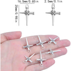 50pcs Antique Silver Jesus Cross Charms Alloy Religious Cross Crucifix Pendants Crucify Dangle Charms for DIY Necklace Bracelet Keychains Jewelry Making Crafting