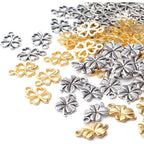 100pcs 2 Styles Alloy Four Leaf Clover Charms Lucky Charms Pendents for DIY Bracelet Necklace Jewelry Making Findings, Gold and Antique Silver