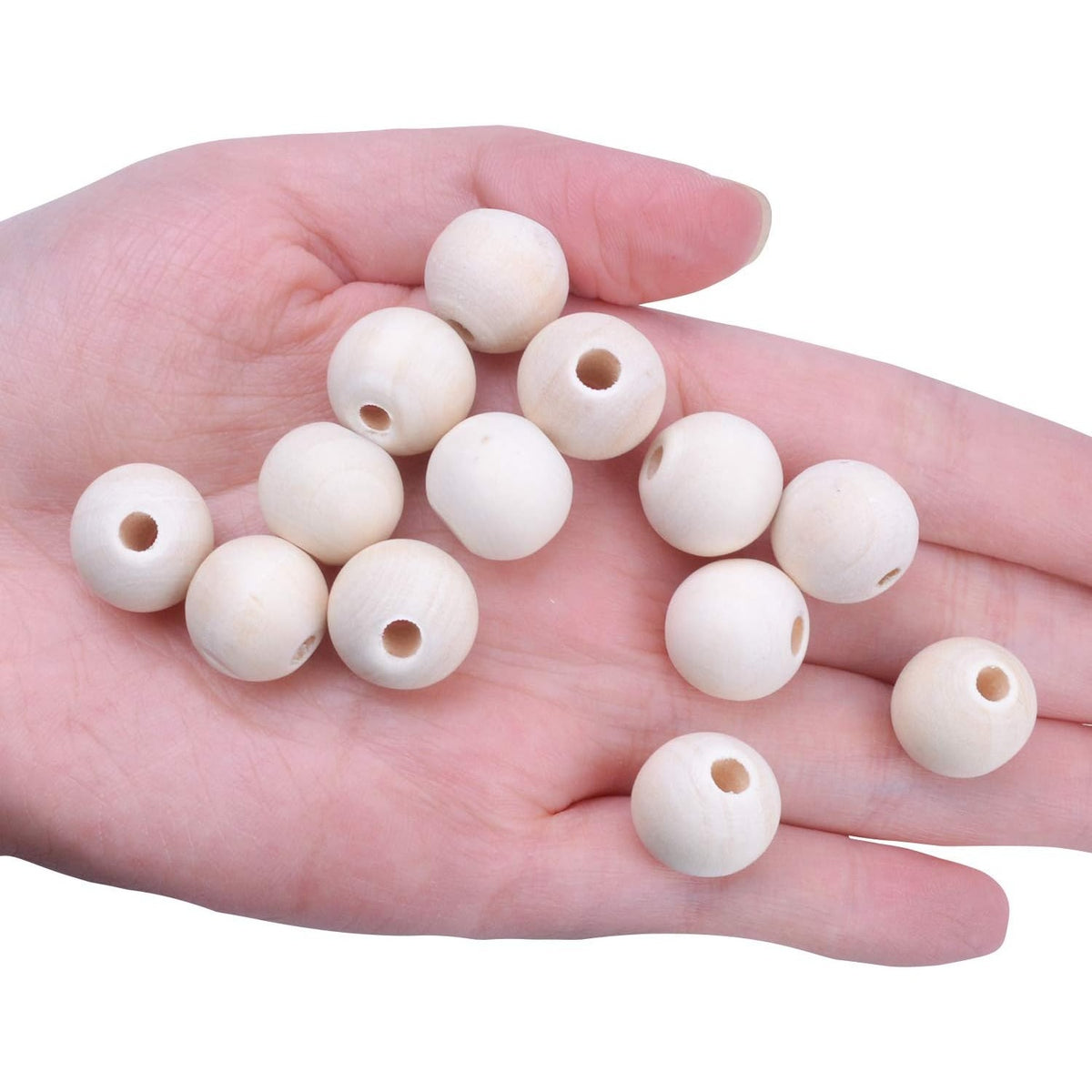 100pcs 14mm Natural Color Round Ball Wood Spacer Beads Jewelry Findings Charms
