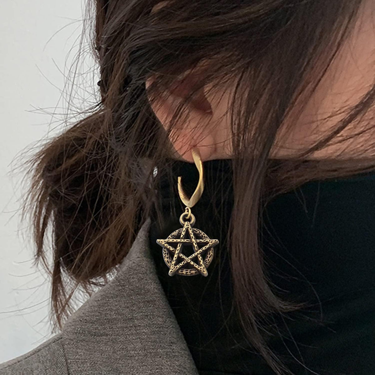 50pcs Celestial Pentagram Pentacle Star Charms Pendants Alloy Pentacle Charms Pendant Lucky Charms for DIY Jewelry Making Findings