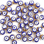 50pcs Blue Evil Eye Beads Gold Alloy Spacer Beads for DIY Crafts Jewelry