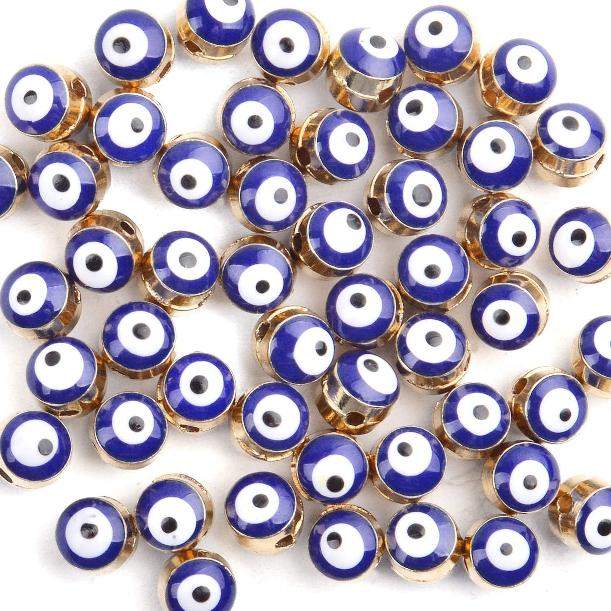 50pcs Blue Evil Eye Beads Gold Alloy Spacer Beads for DIY Crafts Jewelry