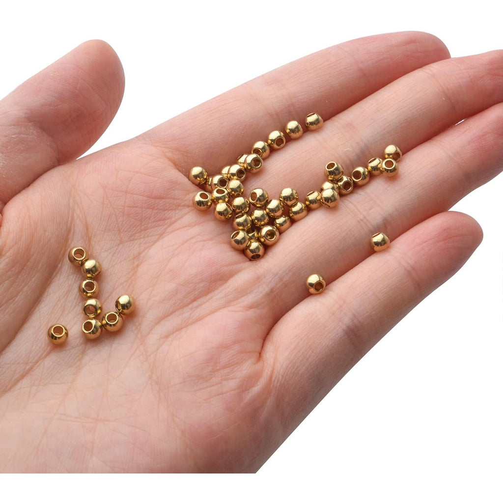 200pcs Round Ball Spacer Beads Brass Rondelle Beads Loose Beads Charm Beads for DIY Bracelet Jewelry Craft Making Supplies,4mm