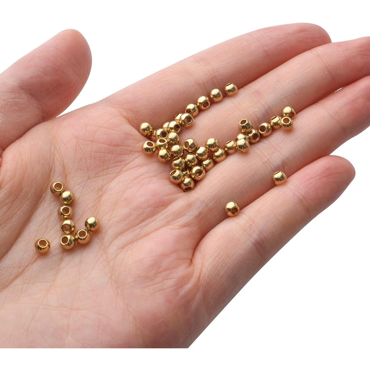 200pcs Round Ball Spacer Beads Brass Rondelle Beads Loose Beads Charm Beads for DIY Bracelet Jewelry Craft Making Supplies,4mm