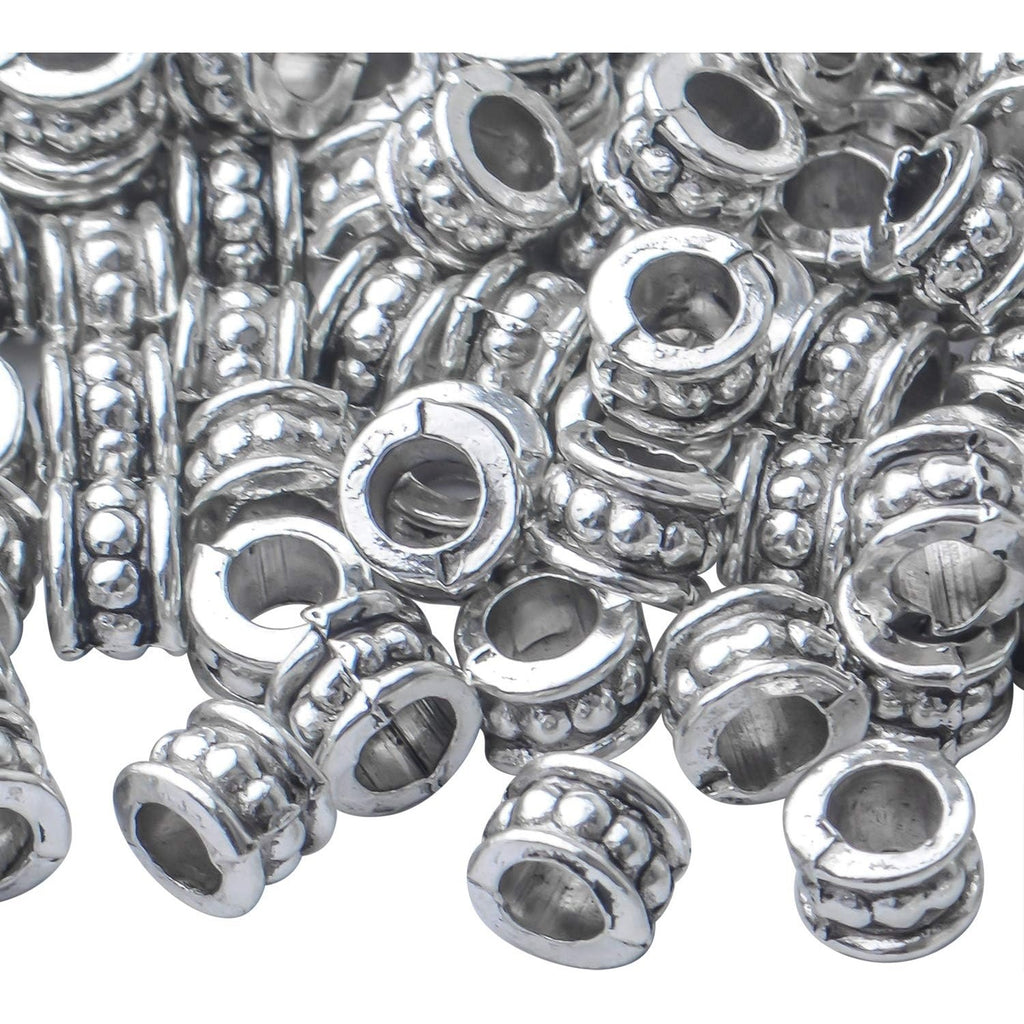 200pcs Silver Spacer Beads European Alloy Rondelle Spacers Tube Beads Jewelry Spacer Charms for DIY Bracelet Jewelry Crafts Making