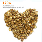 120g Bead Caps with A Clear Storage Box, Tibetan Gold Beads Spacers Jewelry Findings Accessories for Jewelry Making 300-350 Pieces