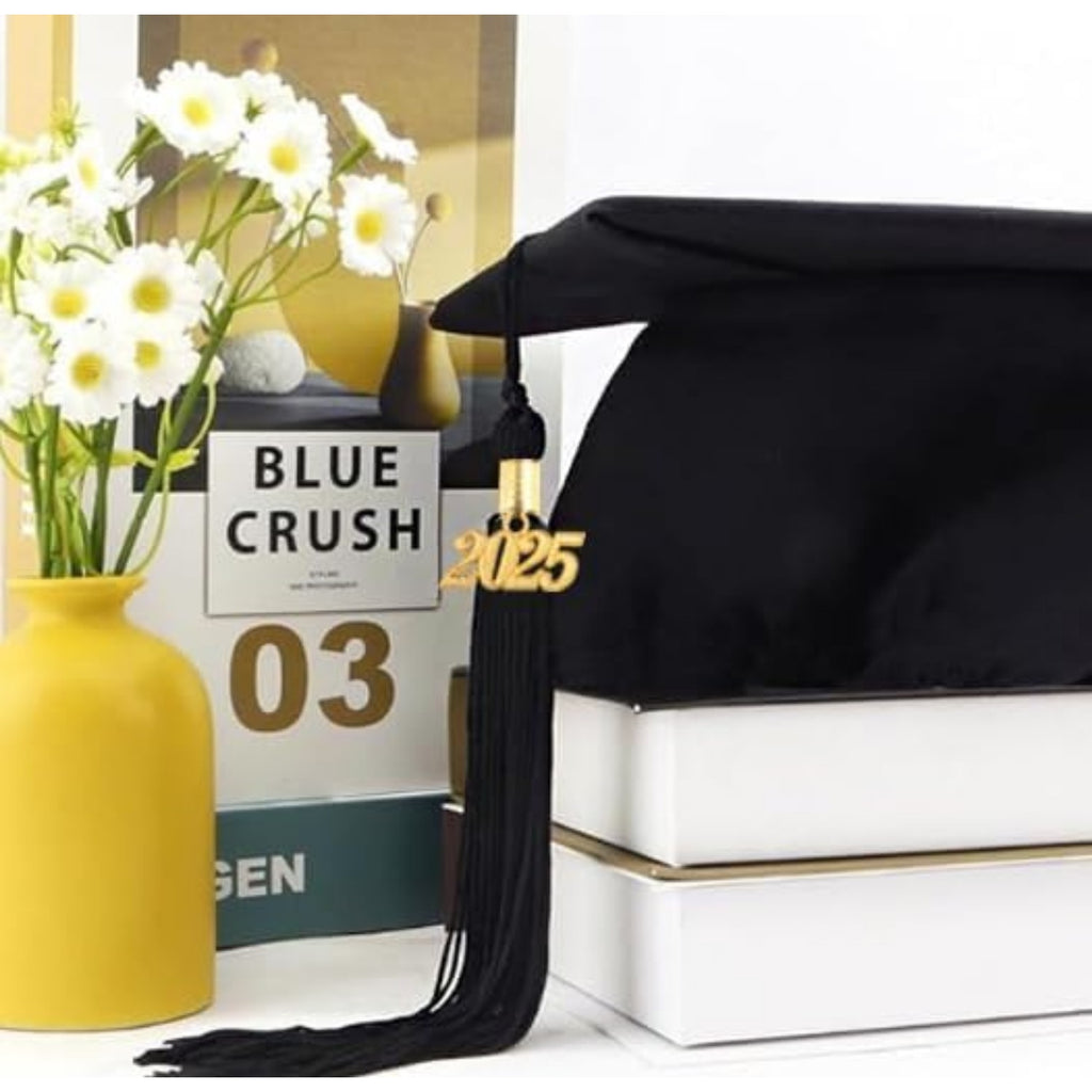 10pcs Black Graduation Tassels Academic Grad Cap Tassel Decoration with 10pcs Golden 2025 Year Charms for 2025 Graduates Graduation Ceremonies Parties Activities Souvenir
