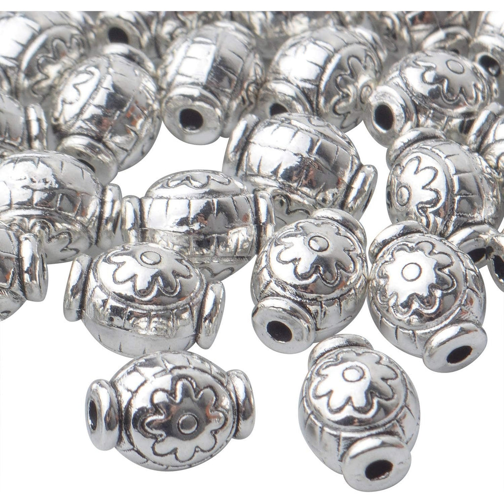 50pcs Spacer Bead Tibetan Spacers Oval Spacer Beads Loose Beads Spacers Jewelry Spacer Charms with A Box for Bracelet Necklace Crafts Jewelry Making Supplies