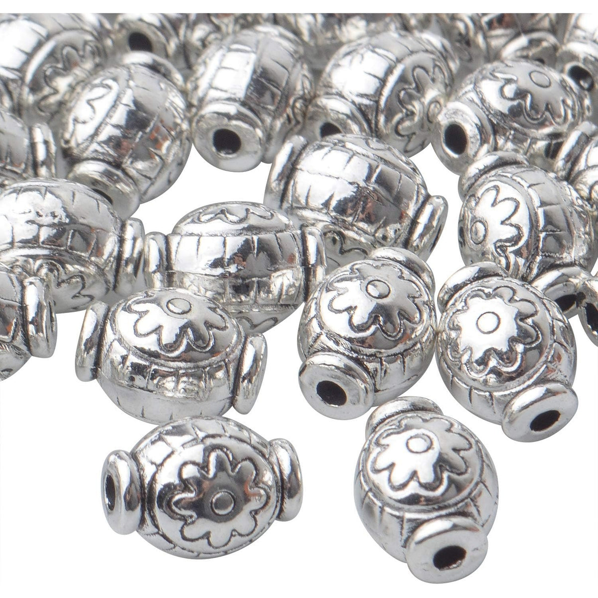 50pcs Spacer Bead Tibetan Spacers Oval Spacer Beads Loose Beads Spacers Jewelry Spacer Charms with A Box for Bracelet Necklace Crafts Jewelry Making Supplies
