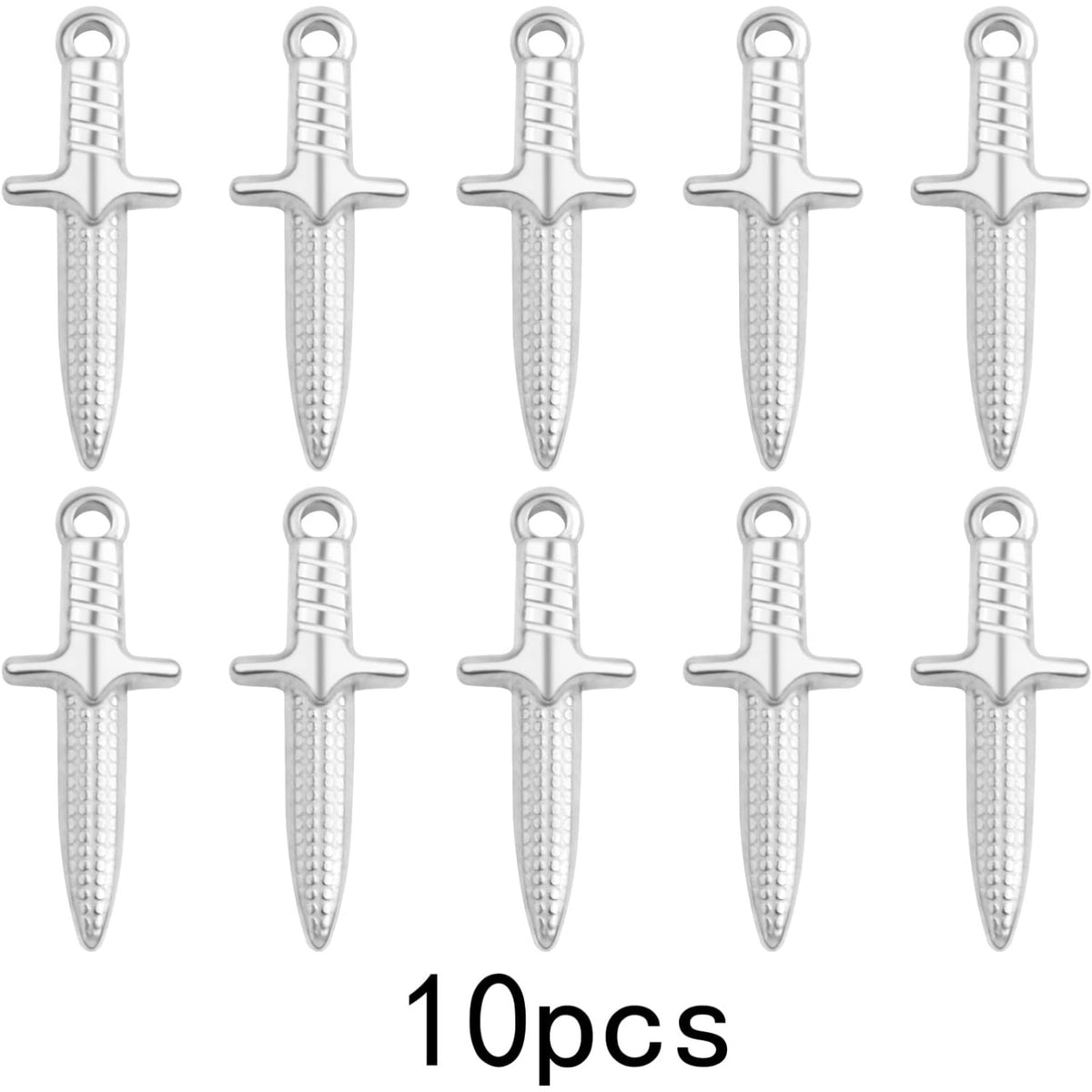 10 Pieces Stainless Steel Dagger Shape Pendant Charms Hypoallergenic Long Sword Knives Pendants Craft Supplies for DIY Necklace Bracelet Jewelry Making Findings