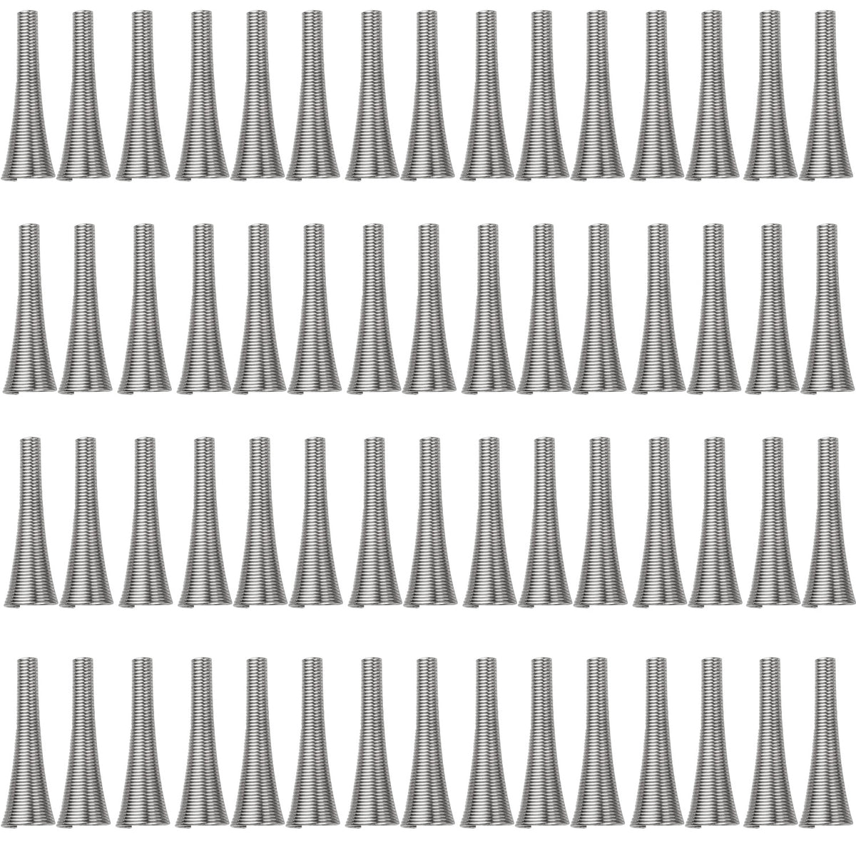 60pcs 30 mm Long Spring Cone Bead Caps Alloy Trumpet Shape Wrap Coil Spring Beads Stoppers for DIY Earrings Tassel Crafts Jewelry Making Supplies Accessories, 5 Colors